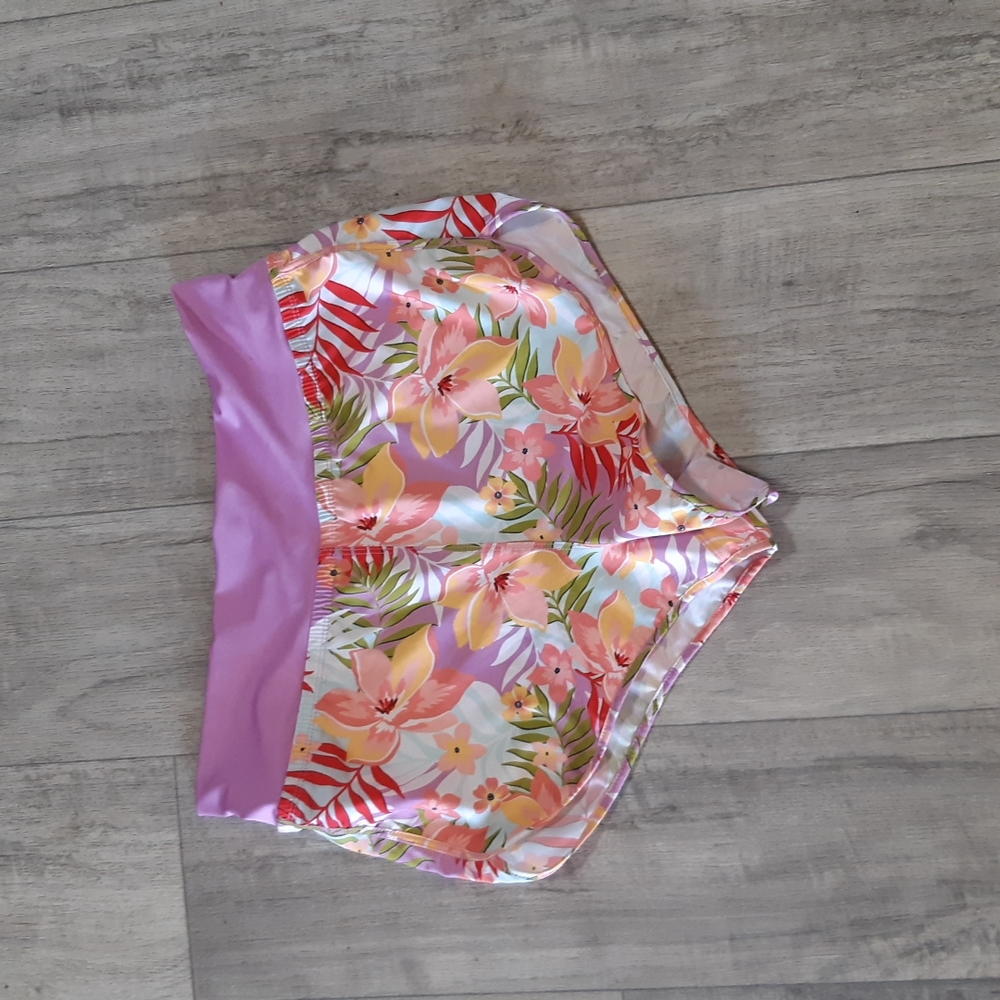 Kids Swimwear Running Shorts beachwear pool XL 14/16 Purple flower Tropical b29